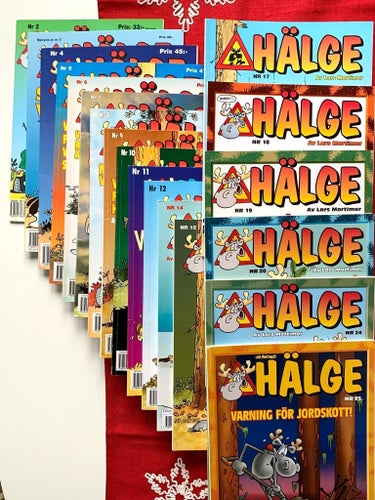 19 X Hälge seriealbum i kartonage av Lars Mortimer mm 1993-2016
