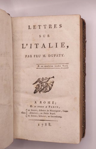 Lettres sur l’Italie – Dupaty 1788 Paris, samtida franskt skinnband