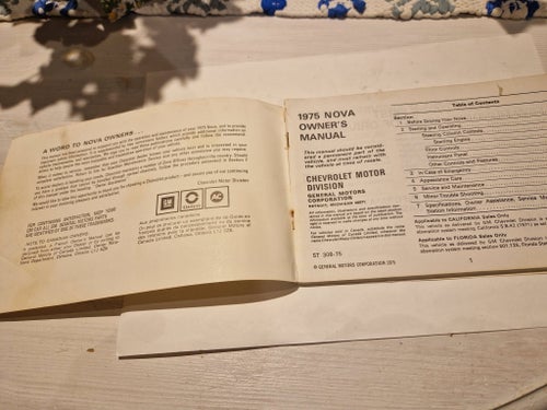 Chevrolet Nova 1975 Owners Manual | Original Instruktionsbok Chevy