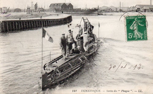 CPA - MARINE DE GUERRE - DUNKERQUE - Ubåten "Phoque" lämnar - N°6047
