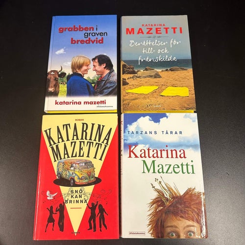 4 böcker av Katarina Mazetti - Tarzans tårar, Snö kan brinner, Grabbe / Bokpaket