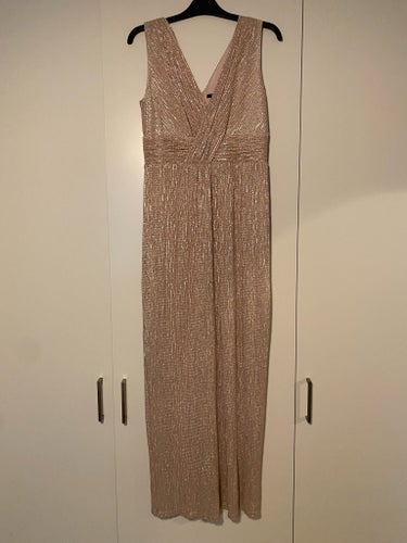 Rosa beige guld klänning, storlek 38