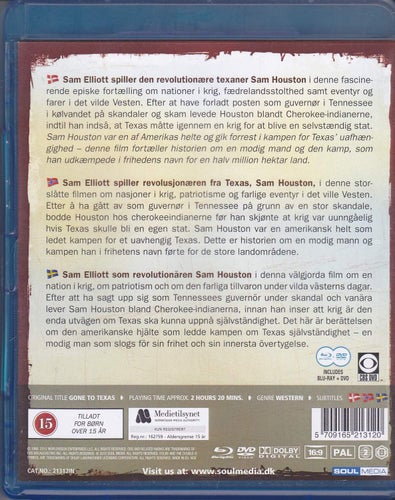 BluRay + DVD / Gone To Texas / Sam Elliott, Michael Beck / Nära nyskick