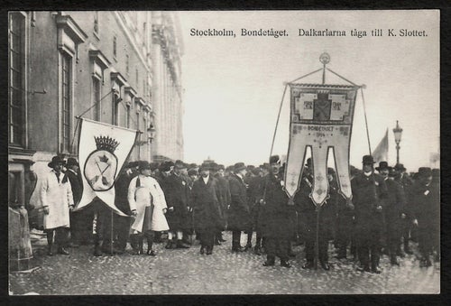 Bondetåget 1914, Stockholm. Dalkarlarna tåga till K.Slottet.