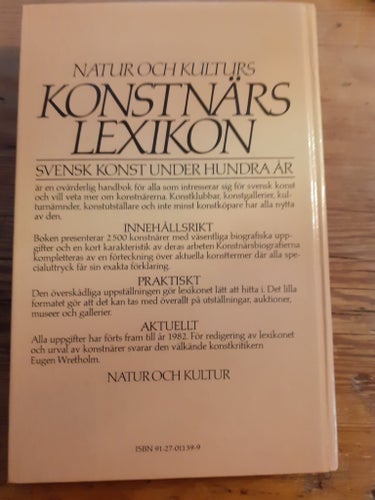Natur och Kulturs Konstnärslexikon: Svensk Konst Under Hundra År