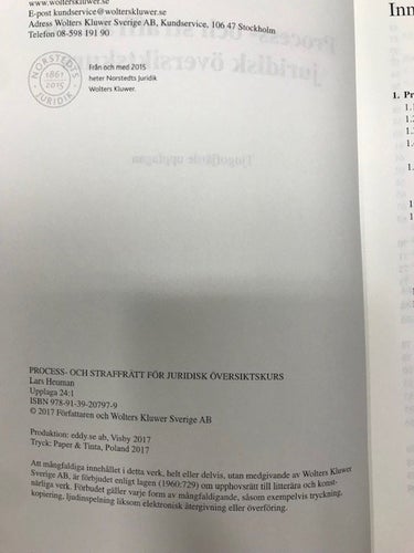 Process- och straffrätt för juridisk översiktskurs av Lars Heuman, 24:e upplagan