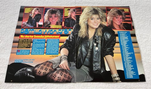 Pernilla Wahlgren 1985 Reportage clips poster - Tidningen OKEJ 1980-tal