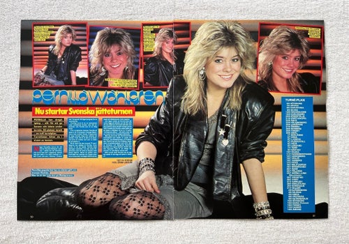 Pernilla Wahlgren 1985 Reportage clips poster - Tidningen OKEJ 1980-tal