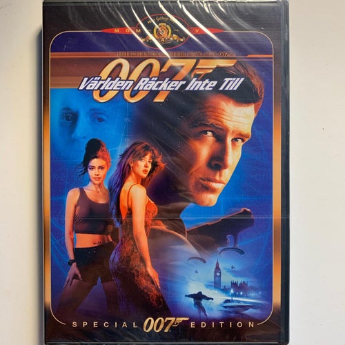VÄRLDEN RÄCKER INTE TILL. SPECIAL 007 EDITION. JAMES BOND. DVD ACTION. INPLASTAD