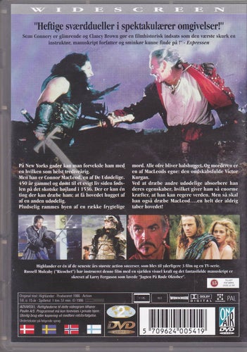 DVD / Highlander / Oklippt / Sean Connery, Christopher Lambert