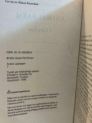 Animal Farm av George Orwell, bok, Very fine