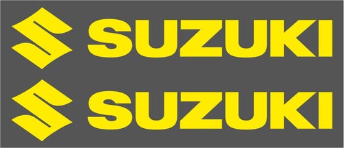 [ DEKAL ] SUZUKI Två st. 26 x 5 cm. Gul