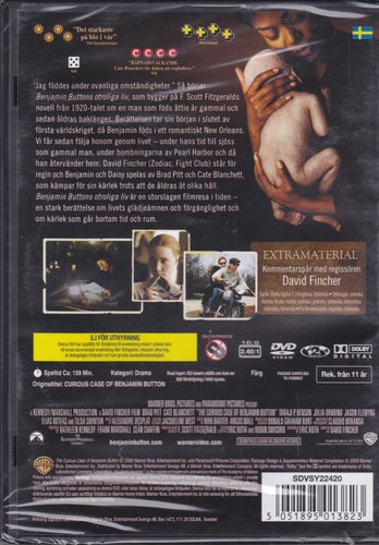 DVD / Benjamin Buttons Otroliga Liv / Brad Pitt, Cate Blanchett / Ny & Inplastad