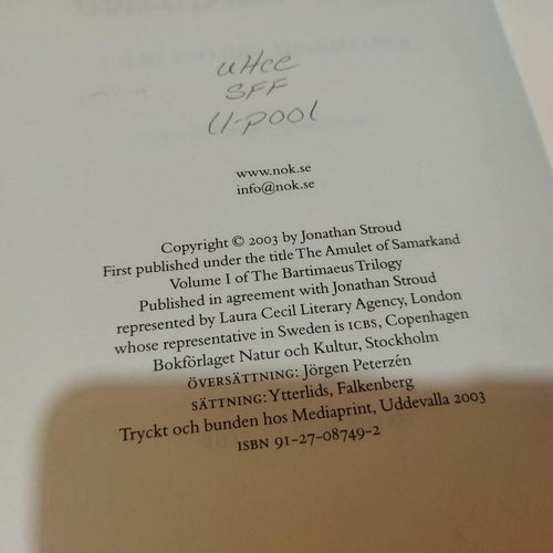 Amuletten från Samarkand av Jonathan Stroud. Bok. Very Good. BM