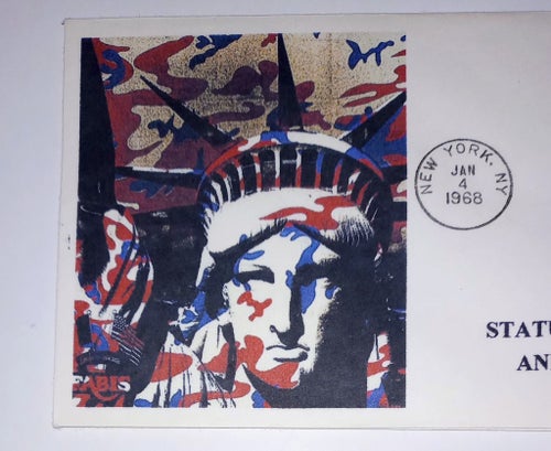 ANDY WARHOL - FÖRSTA-DAGSBREV - 1968 - FRIHETSGUDINNAN - NEW YORK - POP ART