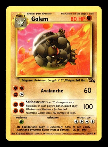 Golem - 36/62 - Uncommon Fossil Pokemon