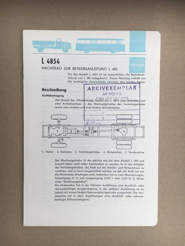 VOLVO Preliminär Instruktionsbok Lastbil L485