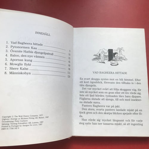 Walt Disney DJUNGELBOKEN Rosa Biblioteket Rudyard Kipling 1987