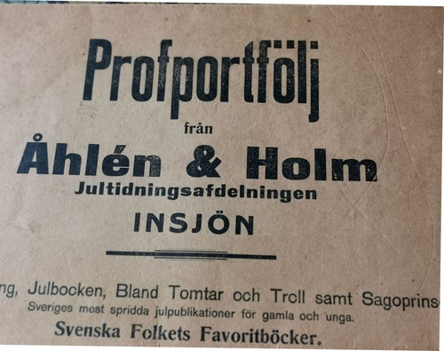 Profportfölj från Åhlén & Holm, Jultidningsafdelningen, Insjön, 1916!