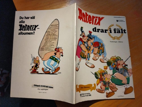 Asterixalbum nr 6 Asterix drar i fält. tryckt 1976. Very Fine