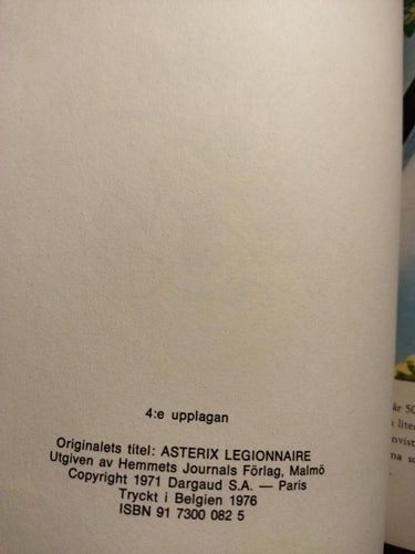 Asterixalbum nr 6 Asterix drar i fält. tryckt 1976. Very Fine