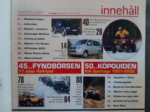 4 Wheel Drive nr 4 2003: Mitsubishi Pajero, VW Multivan, Mazda B2500 Pickup