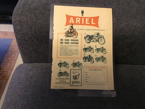 Laminerad originalannons för Ariel.