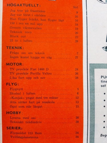 Teknikens Värld nr 13 1954: Fiat 1400 D, Parilla Veltro