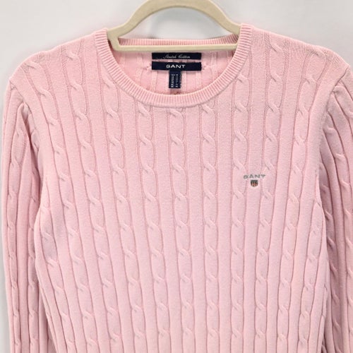 Gant cableknit rosa tröja, storlek M