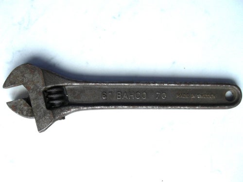 ÄLDRE BAHCO. SKIFTNYCKEL. 222. STOCKHOLM. MADE IN SWEDEN. 6 TUM. 70.