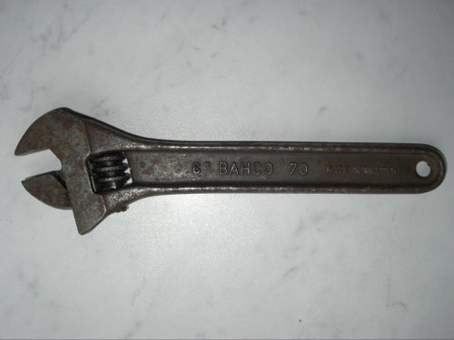 ÄLDRE BAHCO. SKIFTNYCKEL. 222. STOCKHOLM. MADE IN SWEDEN. 6 TUM. 70.
