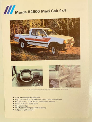 MAZDA B2600 MAXI CAB 4x4 1987 DATABLAD MKT FIN!