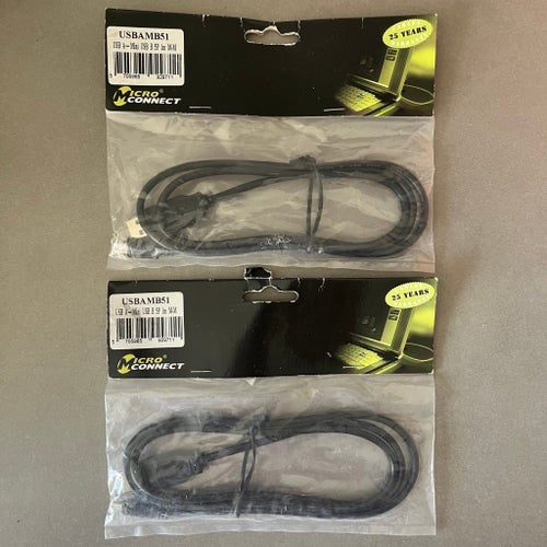 Oöppnade 2st. USB-A till USB-B Mini-kabel, 1 meter