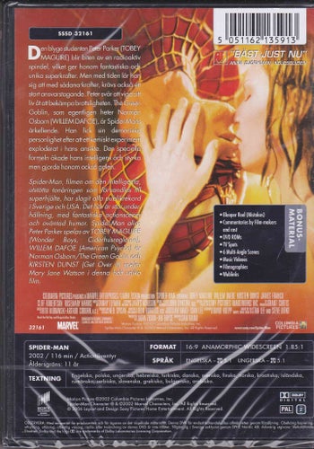DVD / Spider-Man / Tobey Maguire, Kirsten Dunst, Willem Dafoe / Ny & Inplastad