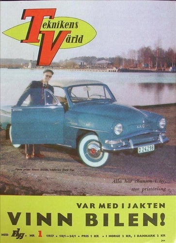 TEKNIKENS VÄRLD 1957/1.Magnus Gerne.Cunningham.Simca.Skoda 440.DKW Hummel