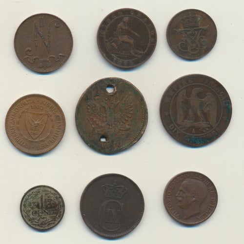 Collection of 9 Historical Currency Pieces