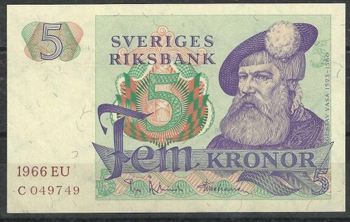 Svensk Sedel 5 Kronor