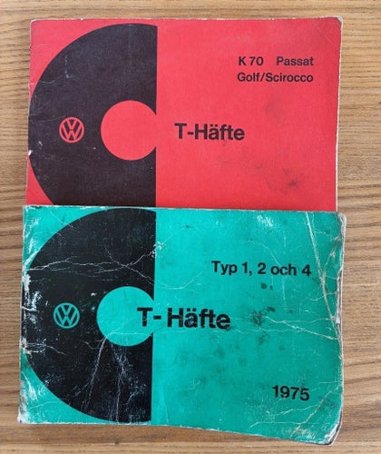 T-Häfte K 70 Passat Golf/Scirocco, T-Häfte Typ 1, 2 och 4 1975. Tryckt 1974