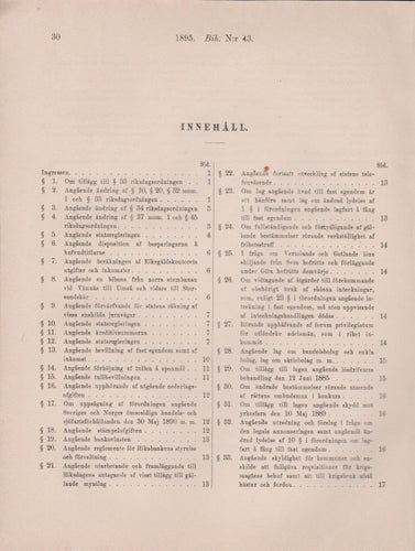 SFS 1895 Bihang 43. Sveriges Riksdags Beslut
