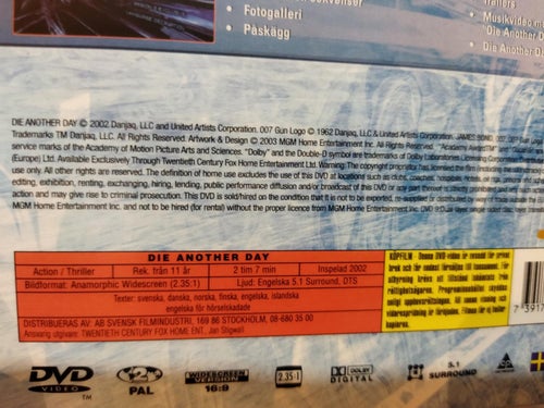 James Bond 007 Die Another Day. DVD-box