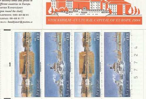 H 497 STOCKHOLM EUROPAS KULTUR HUVUDSTAD 98=DUBBEL=K.N 57724+CYLS 1 SE BILD