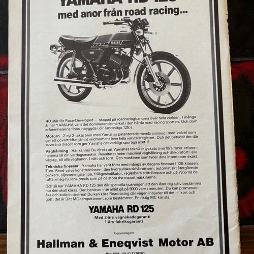 Yamaha RD125 1978 annons RD 125