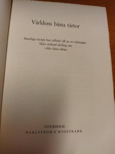 Världens bästa tårtor Wahlström & Widstrand, bok, häftad, Very Fine