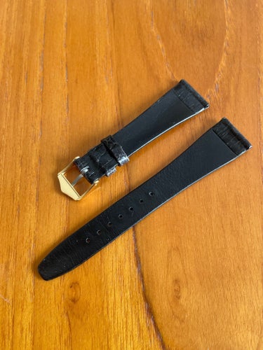 Läderband 20mm Krokodil Svart vintage