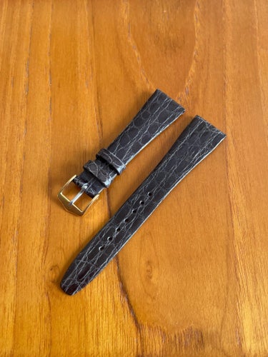 Läderband 20mm Krokodil Svart vintage