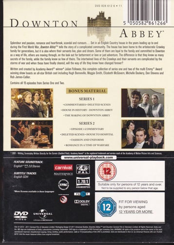 DVD / Downton Abbey / Series 1&2 / 7-disc / Obs! Ej svensk text / Fint skick