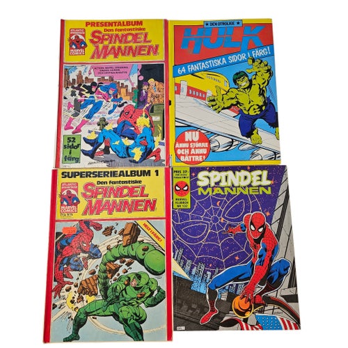 Superhjältealbum - 7 st (Spindelmannen, Hulk, Stålmannen)