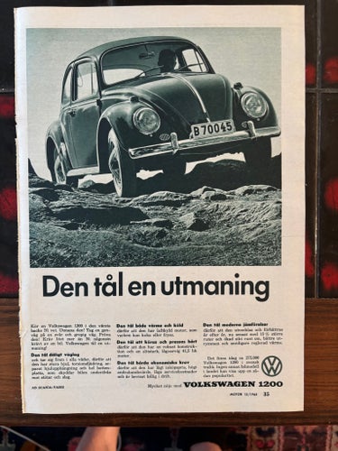 Annons Volkswagen 1200 från 1965