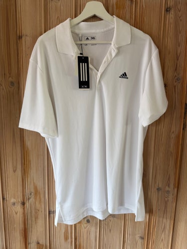 Vit Adidas pikétröja, storlek L