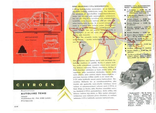1959/1960 Citroen 2 CV originalbroschyr på finska Finland